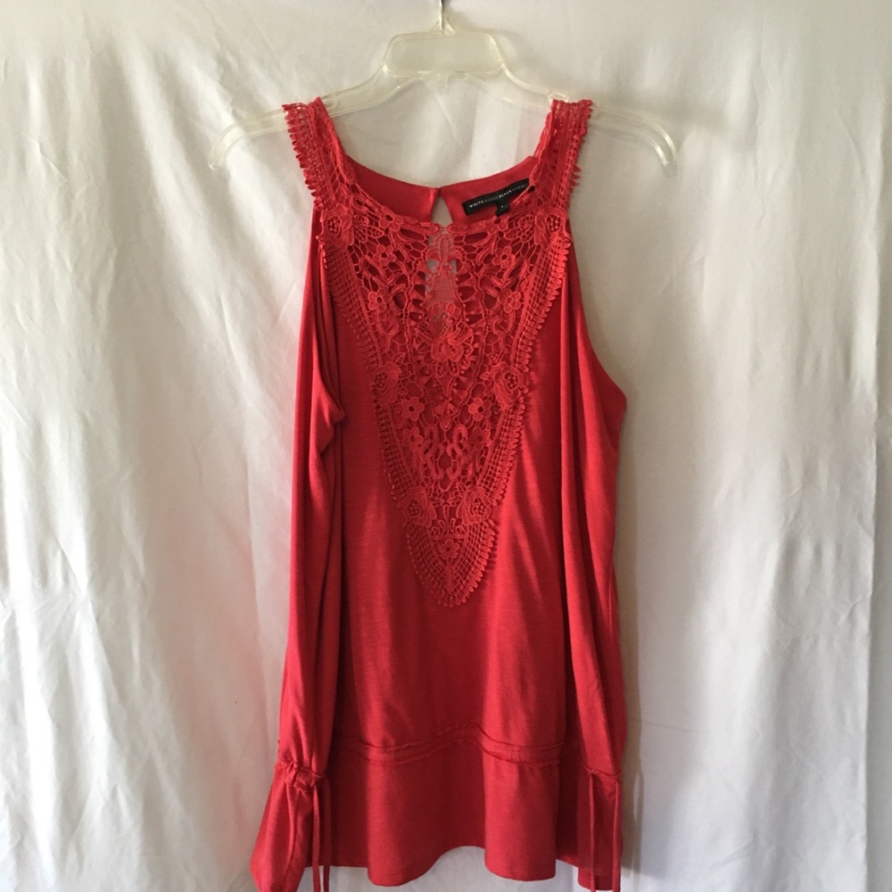 WHITE HOUSE AND BLACK MARKET   Orange Summer Blouse   SIZE L